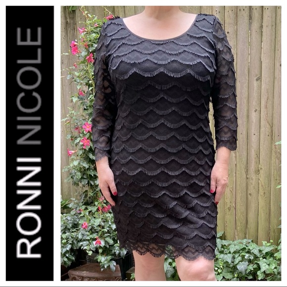 PRICE DROP! Ronni Nicole Stretch Lace Black Dress - Picture 8 of 11